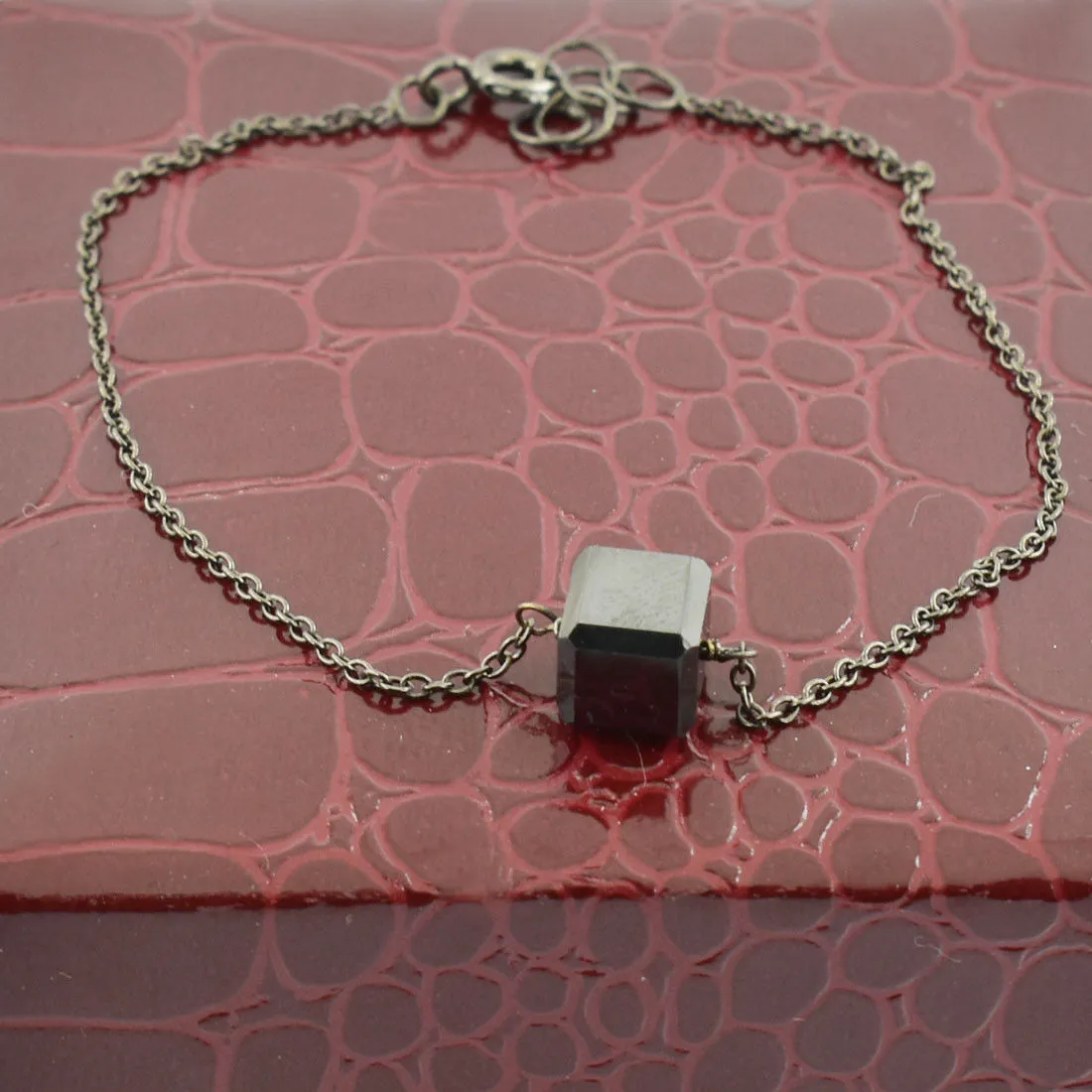 6.95 Ct Cube Shape Certified Black Diamond Silver Chain Bracelet in Black Finish. Ideal Gift for Birthday