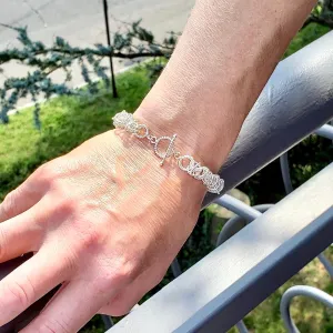 7.5" Handcrafted 925 Sterling Silver 9mm Saturn Bracelet with Toggle Clasp
