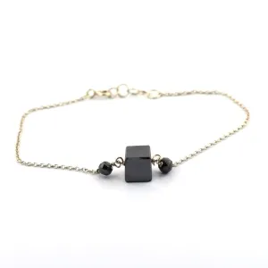 9.50 Cts Cube Shape Black Diamond Chain Bracelet in Sterling Silver. Ideal Gift for Anniversary