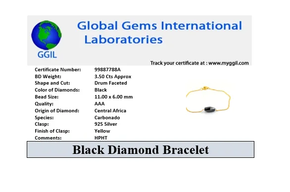 AAA Certified 3.50 Ct Drum Shape Black Diamond Chain Bracelet in 925 Silver, Ideal For Gift