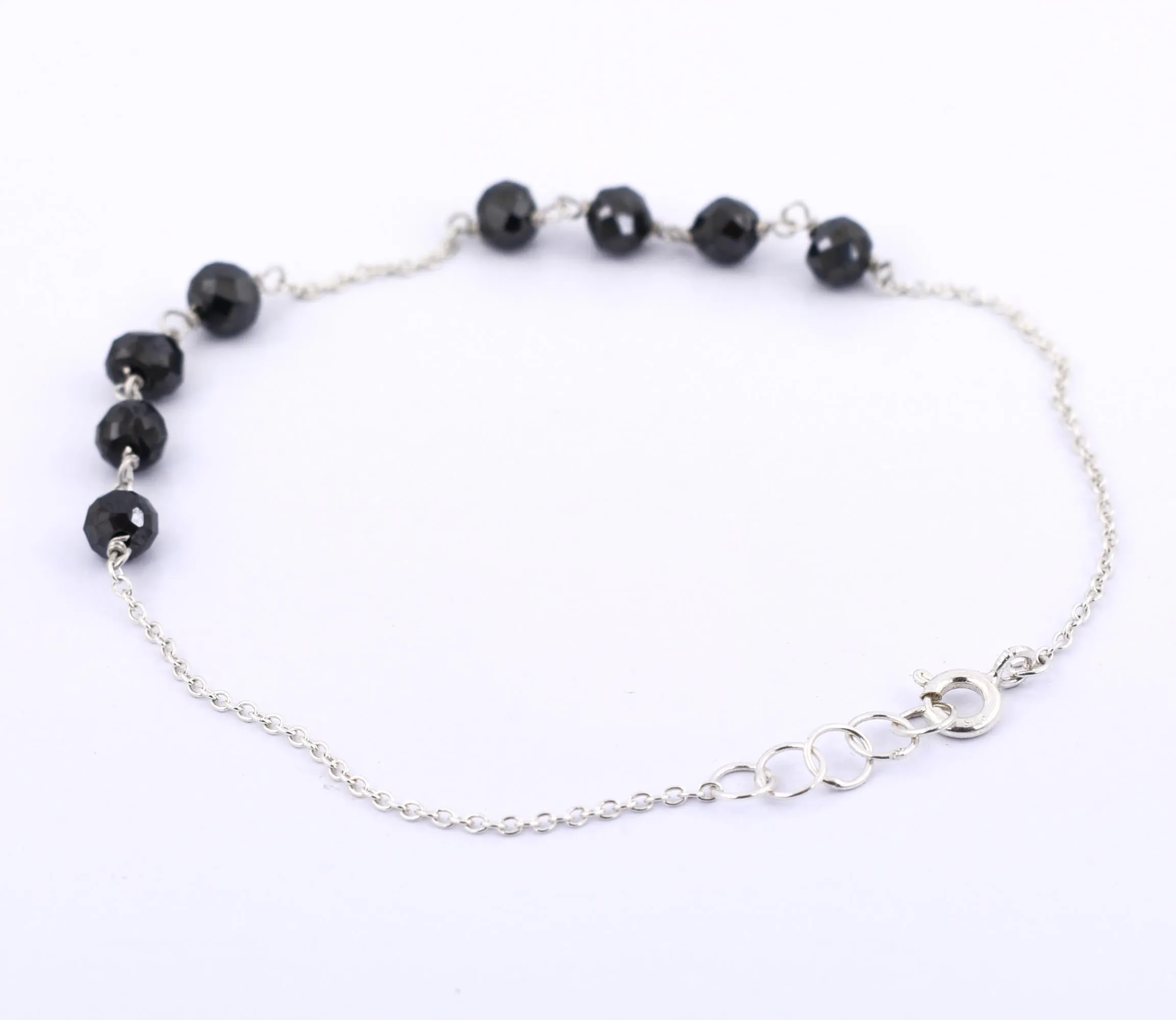 AAA Certified 5 mm Black Diamond Chain Bracelet in 925 Silver, Latest Collection & Great Style