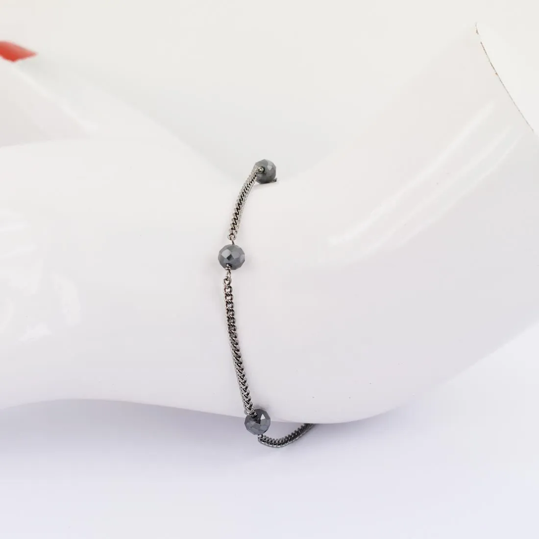 AAA Certified 5 mm Black Diamond Chain Bracelet in Black Finish, Great Brilliance & Luster