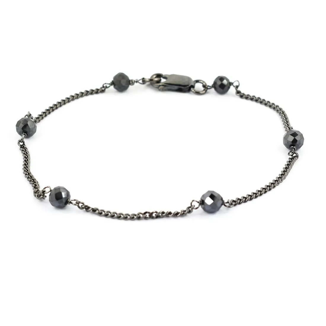 AAA Certified 5 mm Black Diamond Chain Bracelet in Black Finish, Great Brilliance & Luster