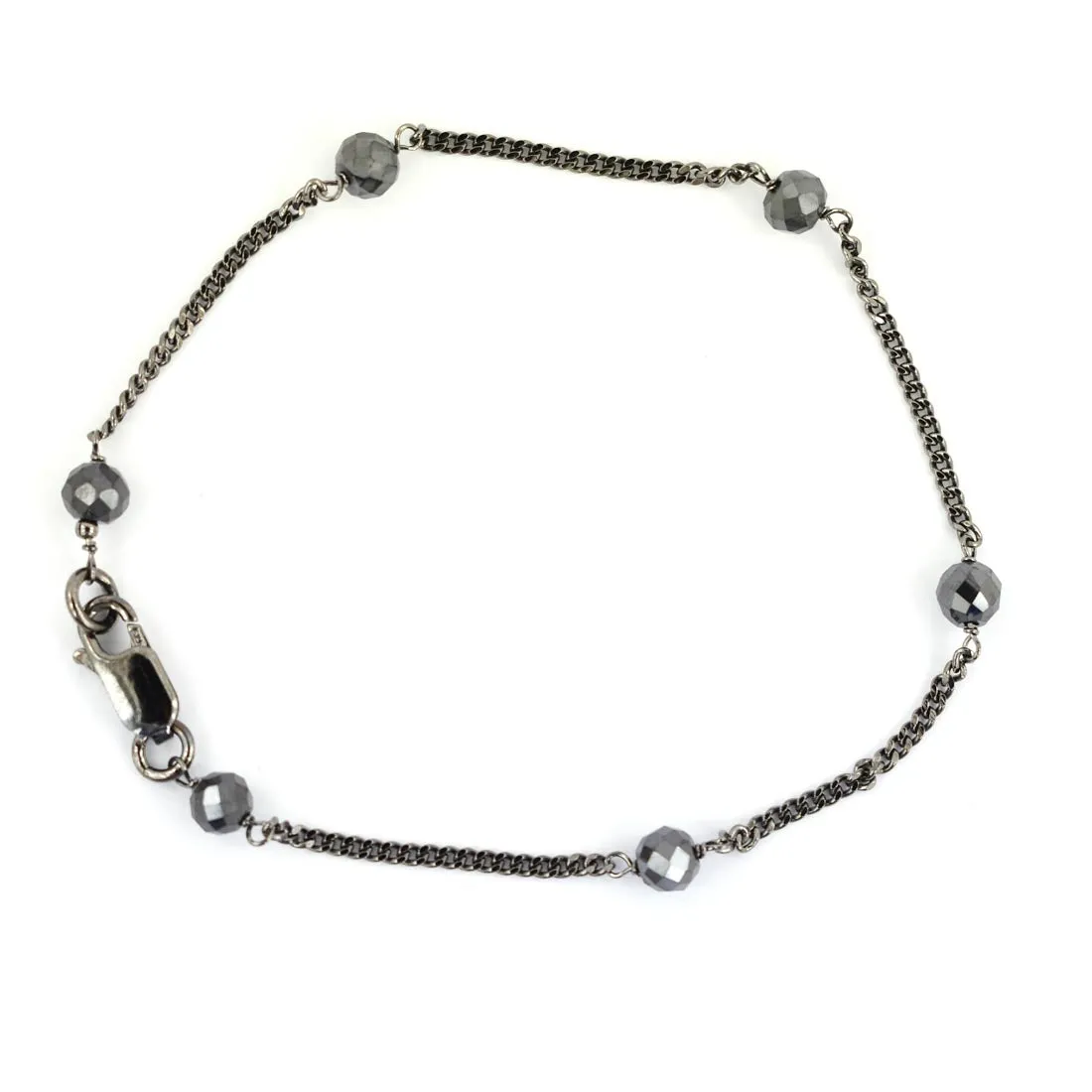 AAA Certified 5 mm Black Diamond Chain Bracelet in Black Finish, Great Brilliance & Luster