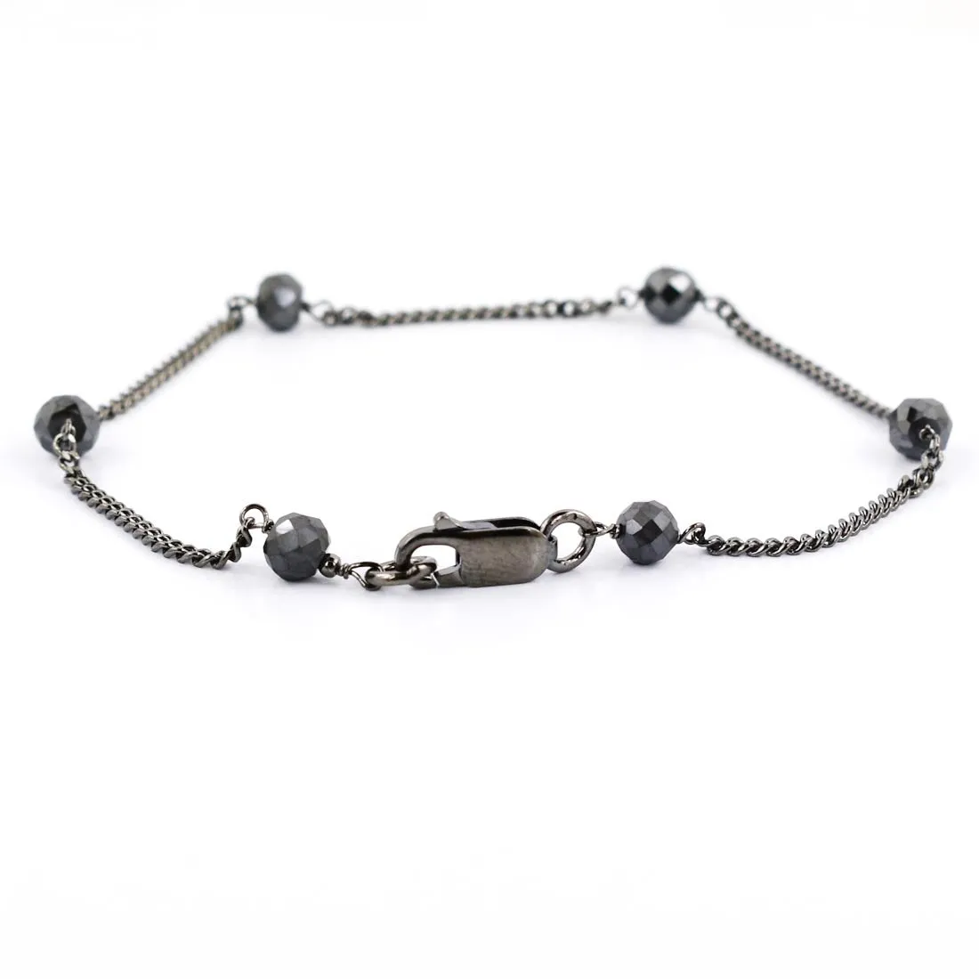 AAA Certified 5 mm Black Diamond Chain Bracelet in Black Finish, Great Brilliance & Luster