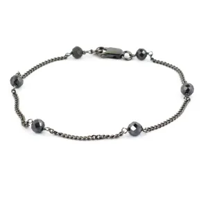 AAA Certified 5 mm Black Diamond Chain Bracelet in Black Finish, Great Brilliance & Luster
