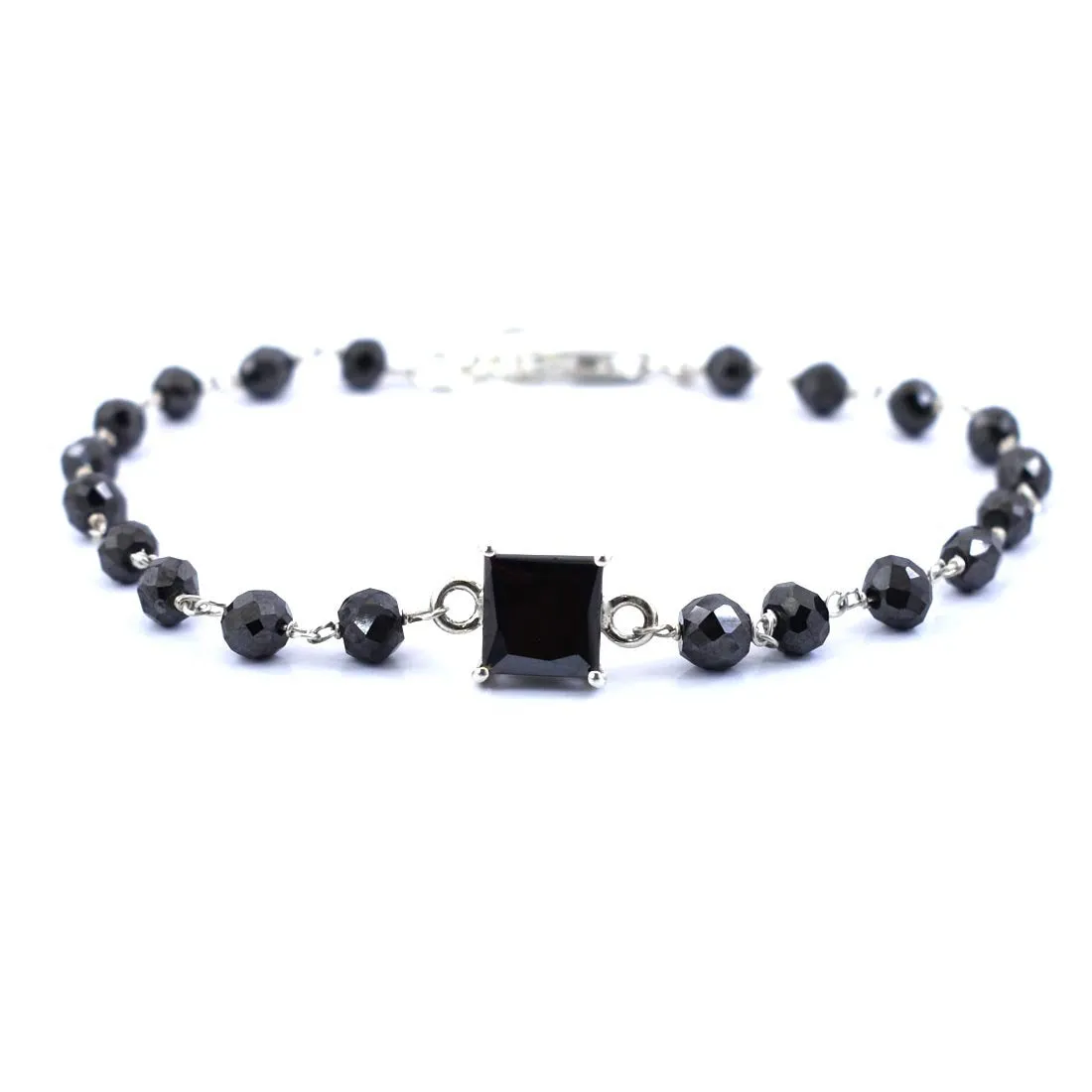 AAA Certified Black Diamond Chain Bracelet With 2 Ct Solitaire Connector. New Style & Great Gift for Birthday