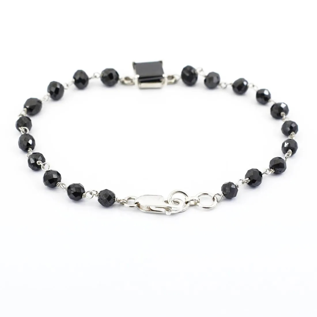 AAA Certified Black Diamond Chain Bracelet With 2 Ct Solitaire Connector. New Style & Great Gift for Birthday