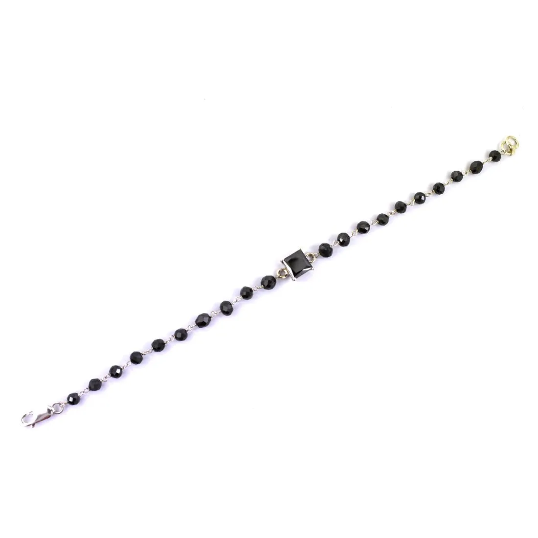AAA Certified Black Diamond Chain Bracelet With 2 Ct Solitaire Connector. New Style & Great Gift for Birthday
