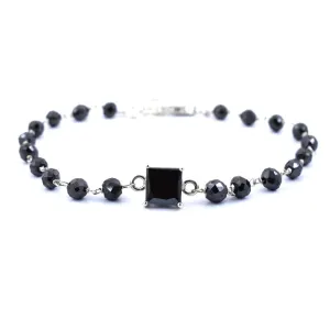AAA Certified Black Diamond Chain Bracelet With 2 Ct Solitaire Connector. New Style & Great Gift for Birthday