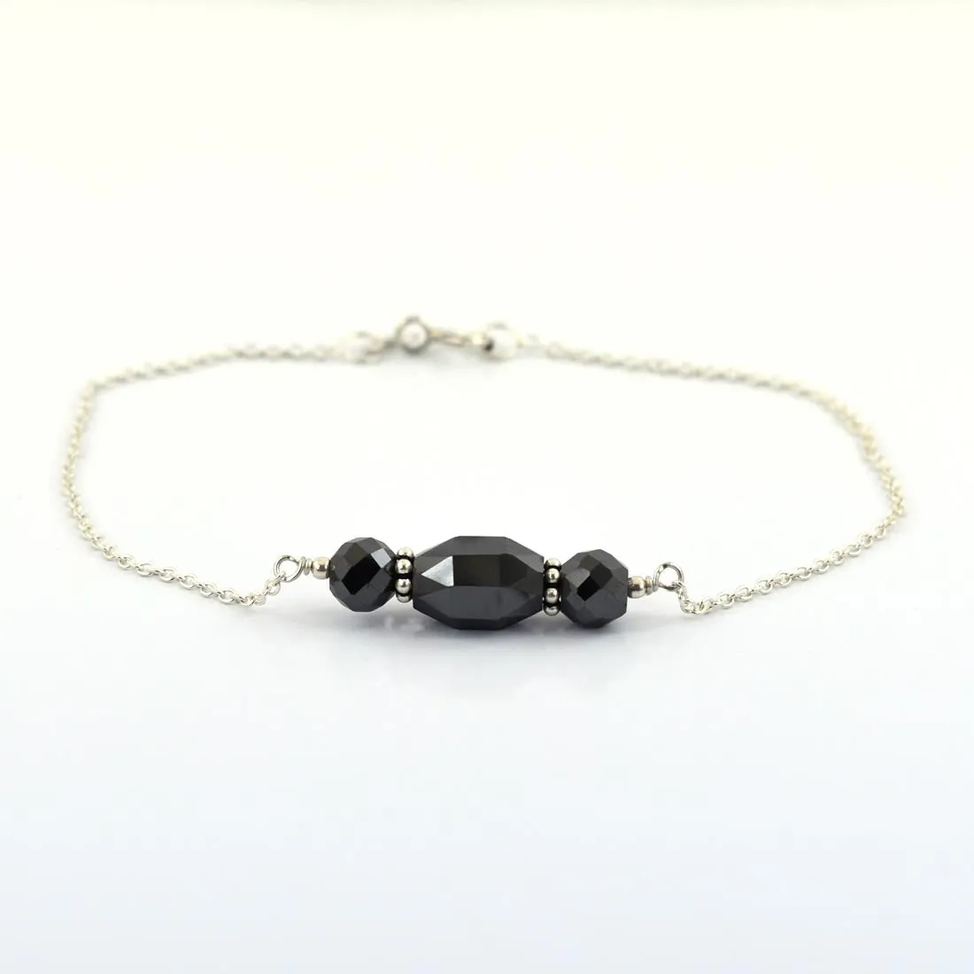 AAA Certified Fancy Black Diamond Chain Bracelet in 925 Silver, Great Design & Ideal Gift