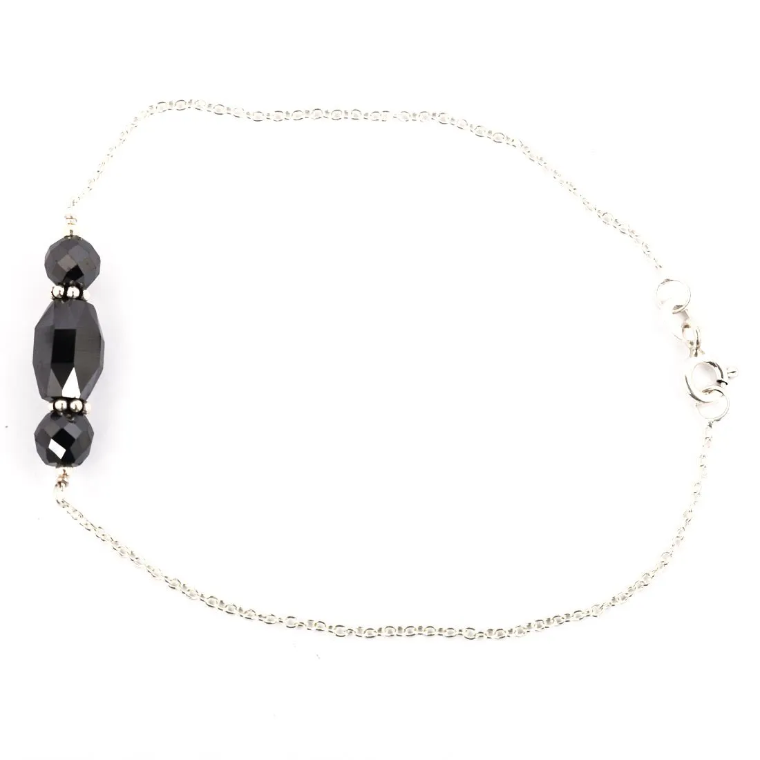 AAA Certified Fancy Black Diamond Chain Bracelet in 925 Silver, Great Design & Ideal Gift