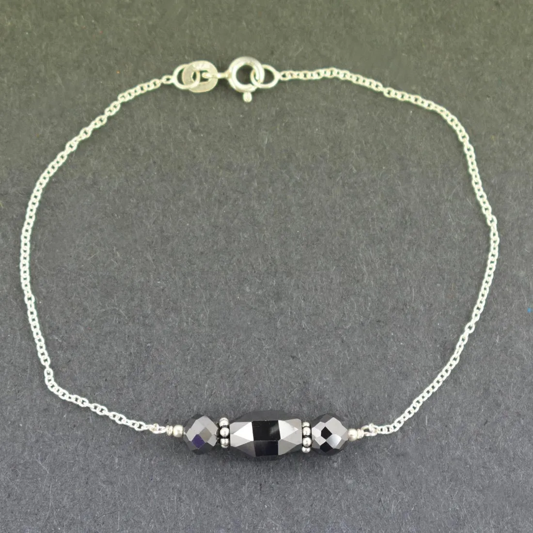 AAA Certified Fancy Black Diamond Chain Bracelet in 925 Silver, Great Design & Ideal Gift