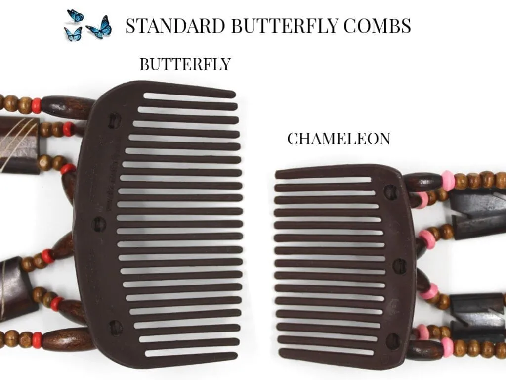 African Butterfly Hair Comb - Dalena White Pearl 30