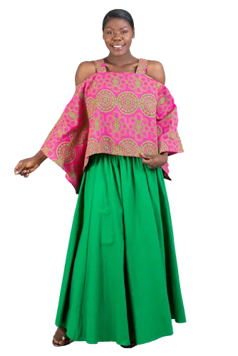 African Print Cold Shoulder Top