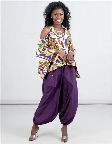 African Print Cold Shoulder Top