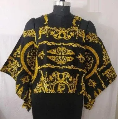 African Print Cold Shoulder Top