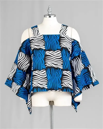 African Print Cold Shoulder Top