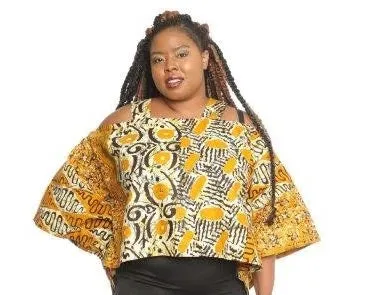 African Print Cold Shoulder Top