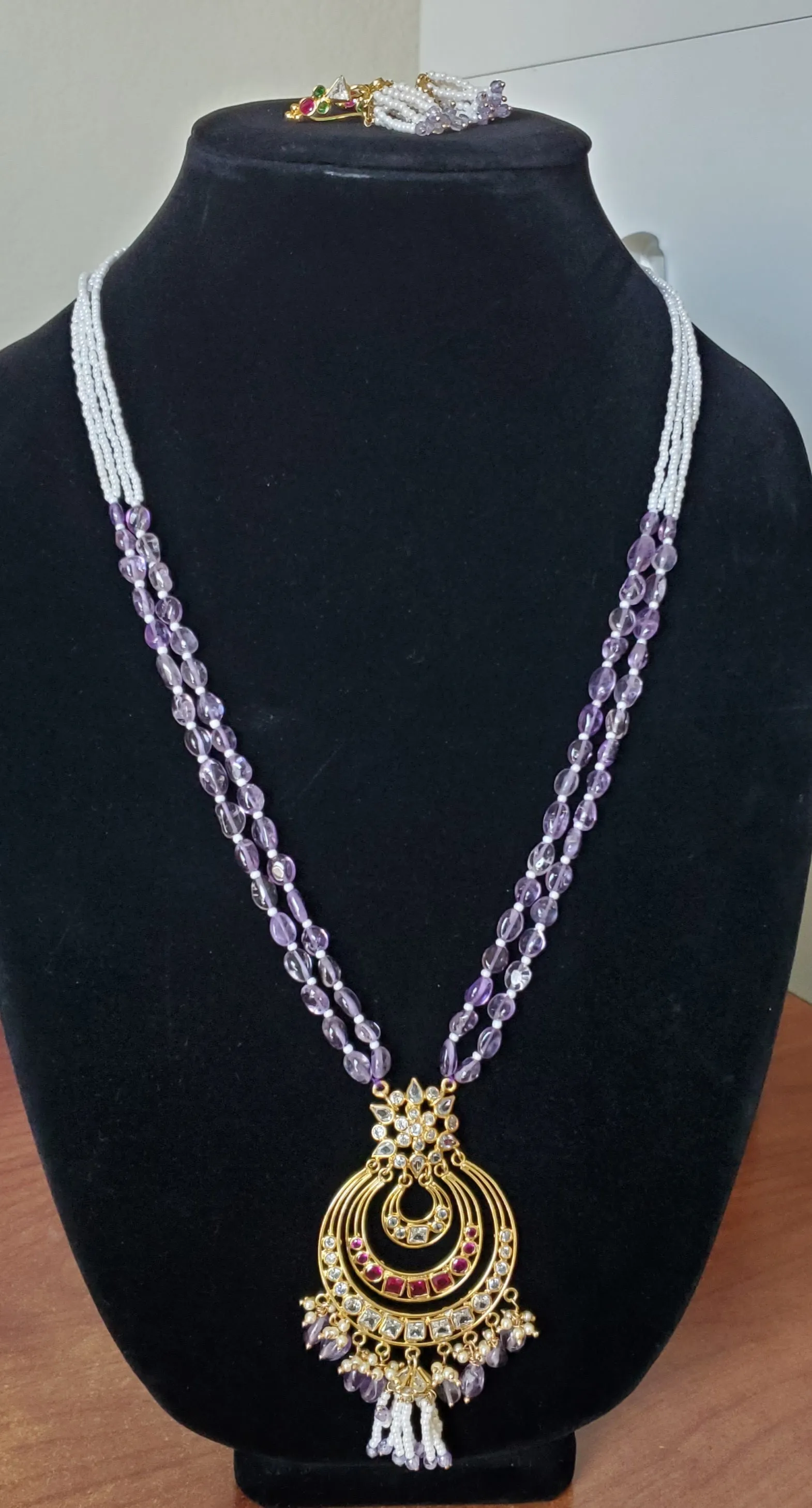 Akira Purple Polki Long Maala Set