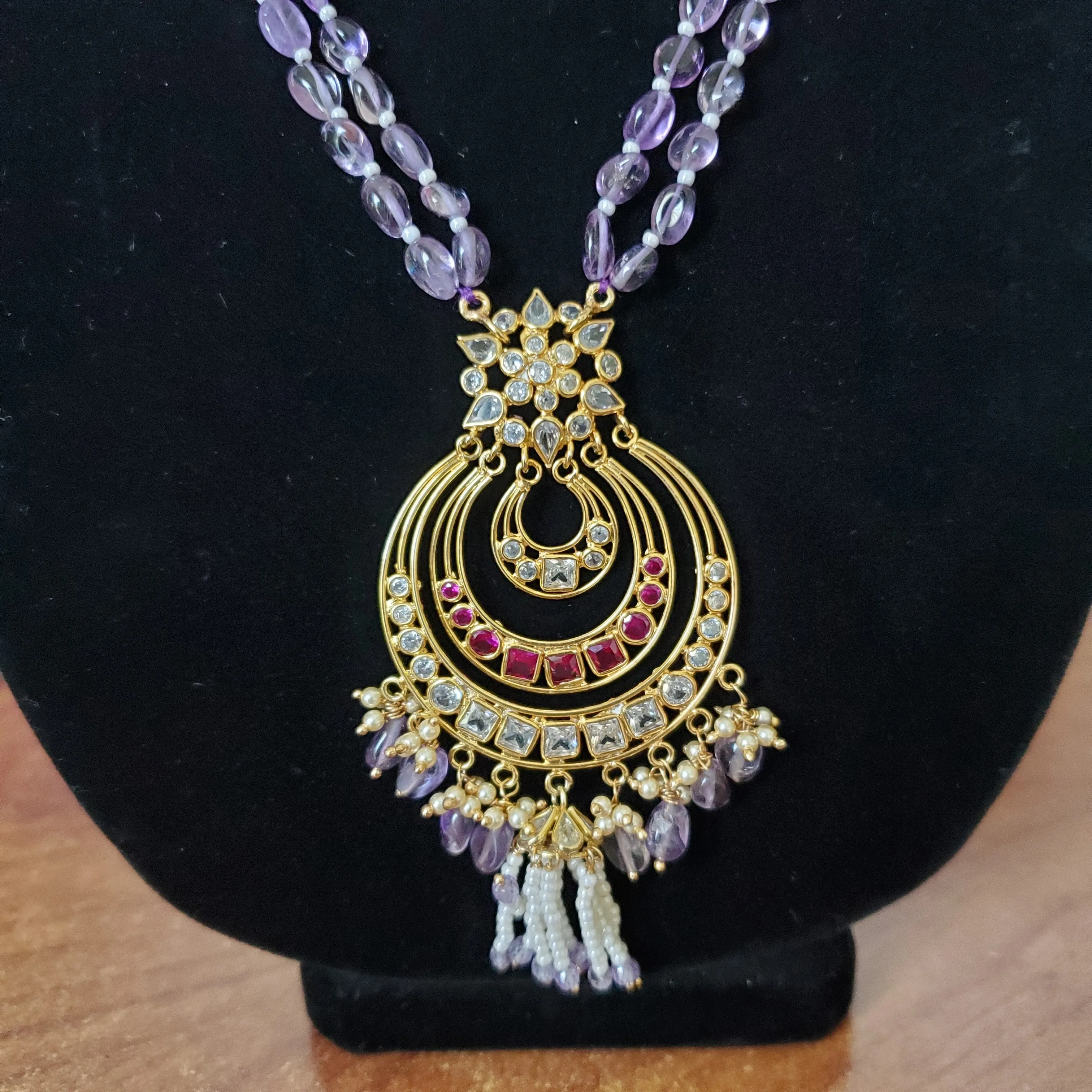 Akira Purple Polki Long Maala Set