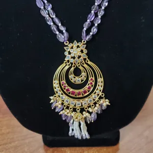 Akira Purple Polki Long Maala Set