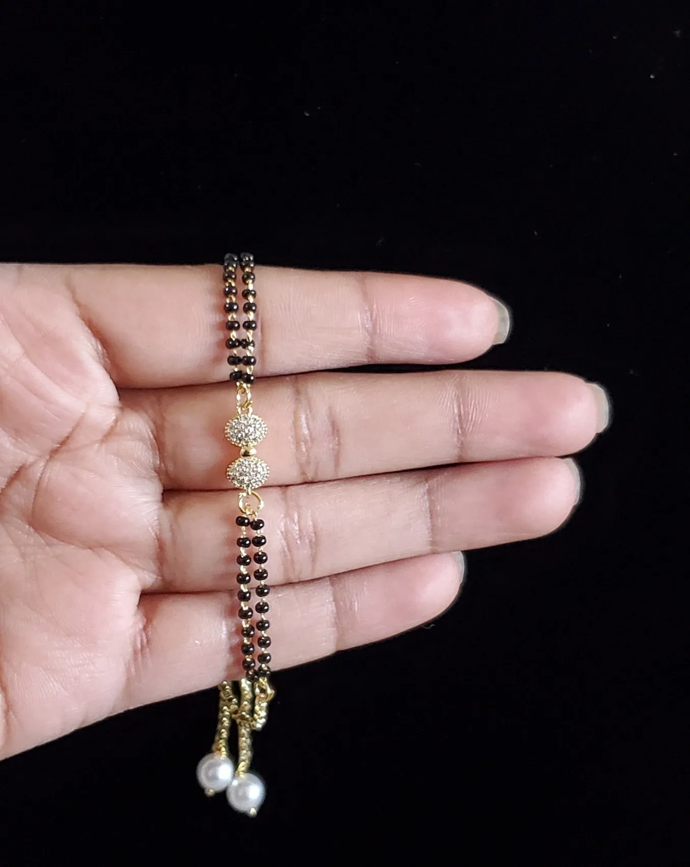 Anoosha N and Prathibha K Cz Hand Mangalsutra Bracelet With 2 Tone Plating GR50