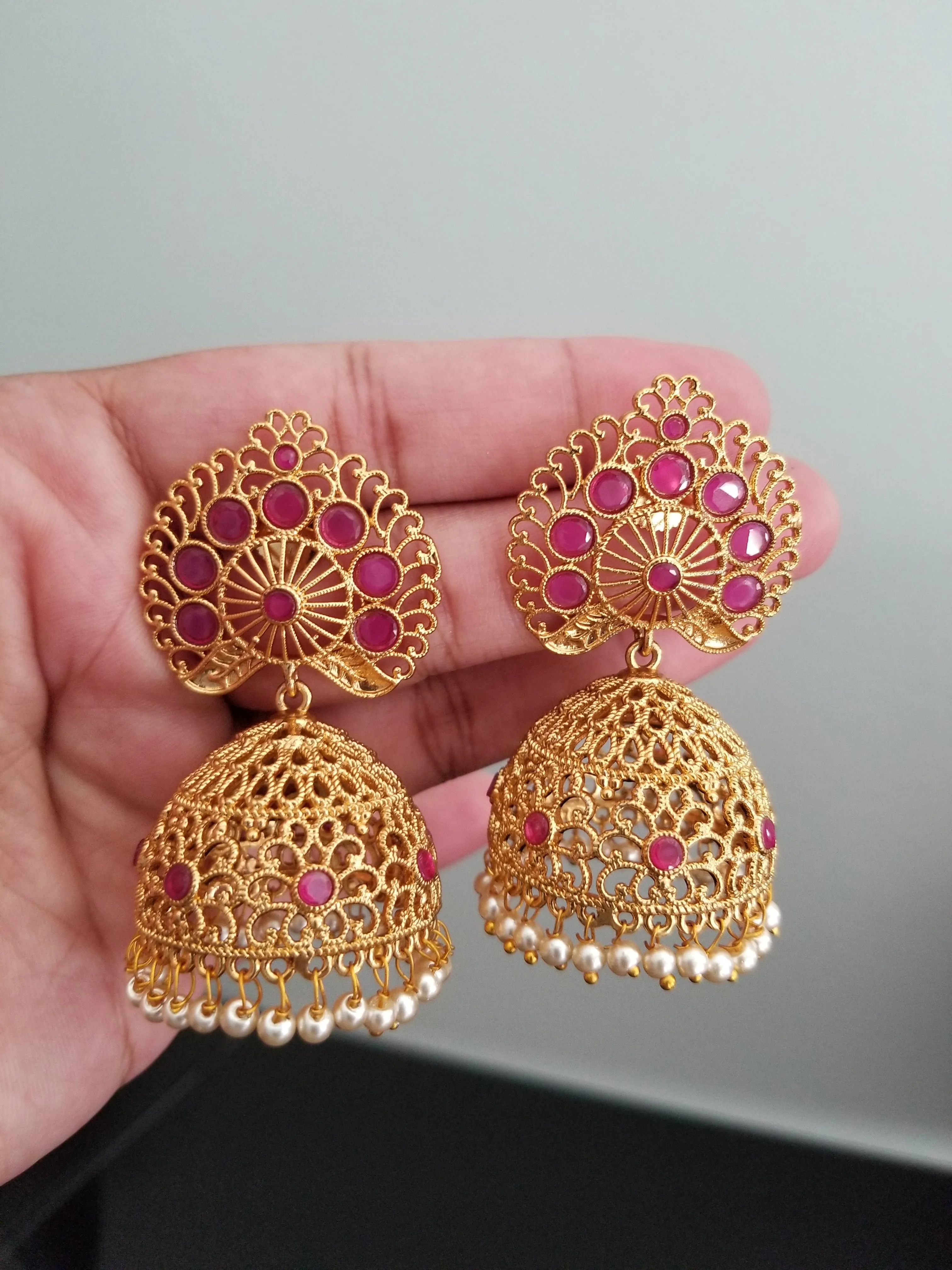 Antique Jhumkis With Gold Plating