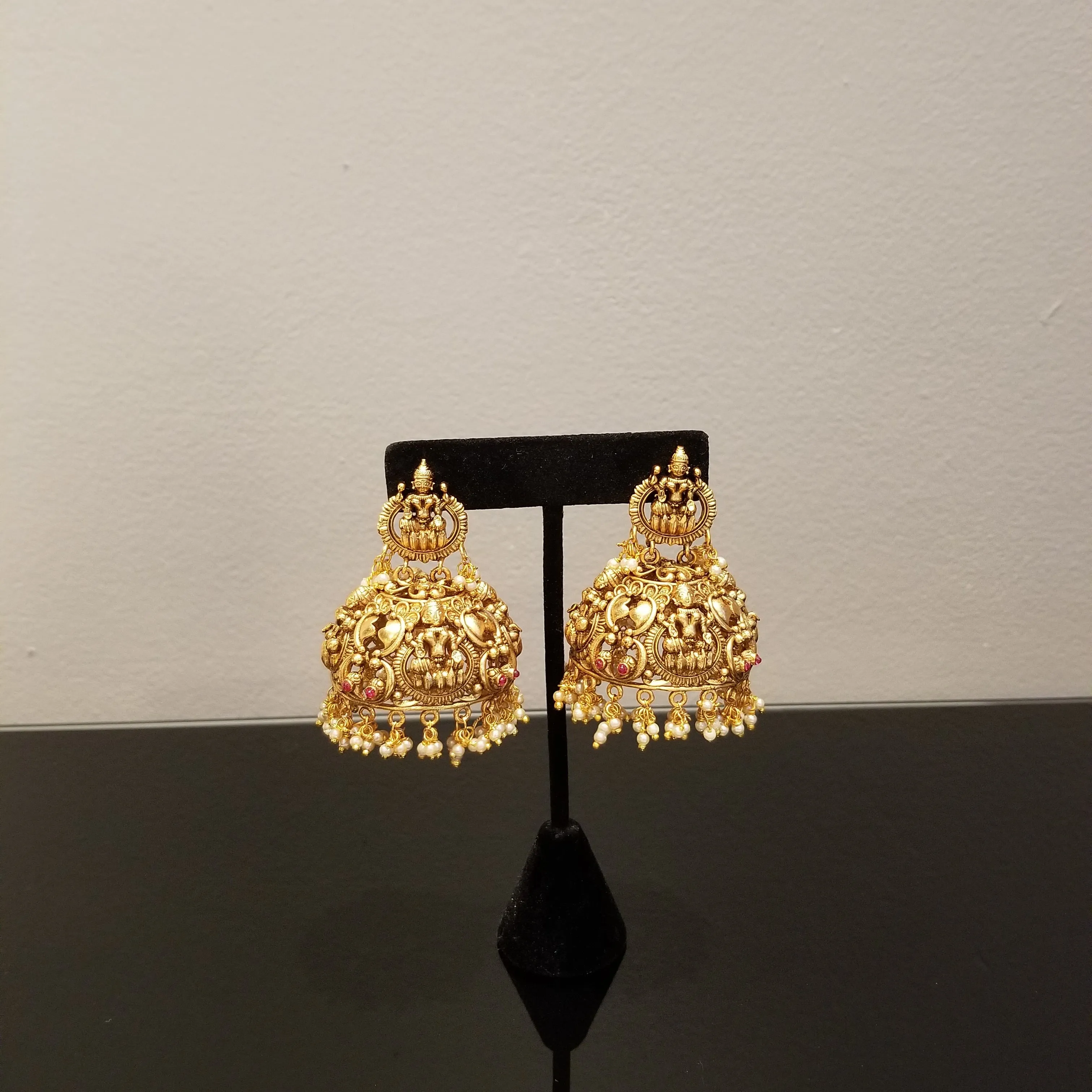 Antique South Indian Earring With Matte Gold Plating