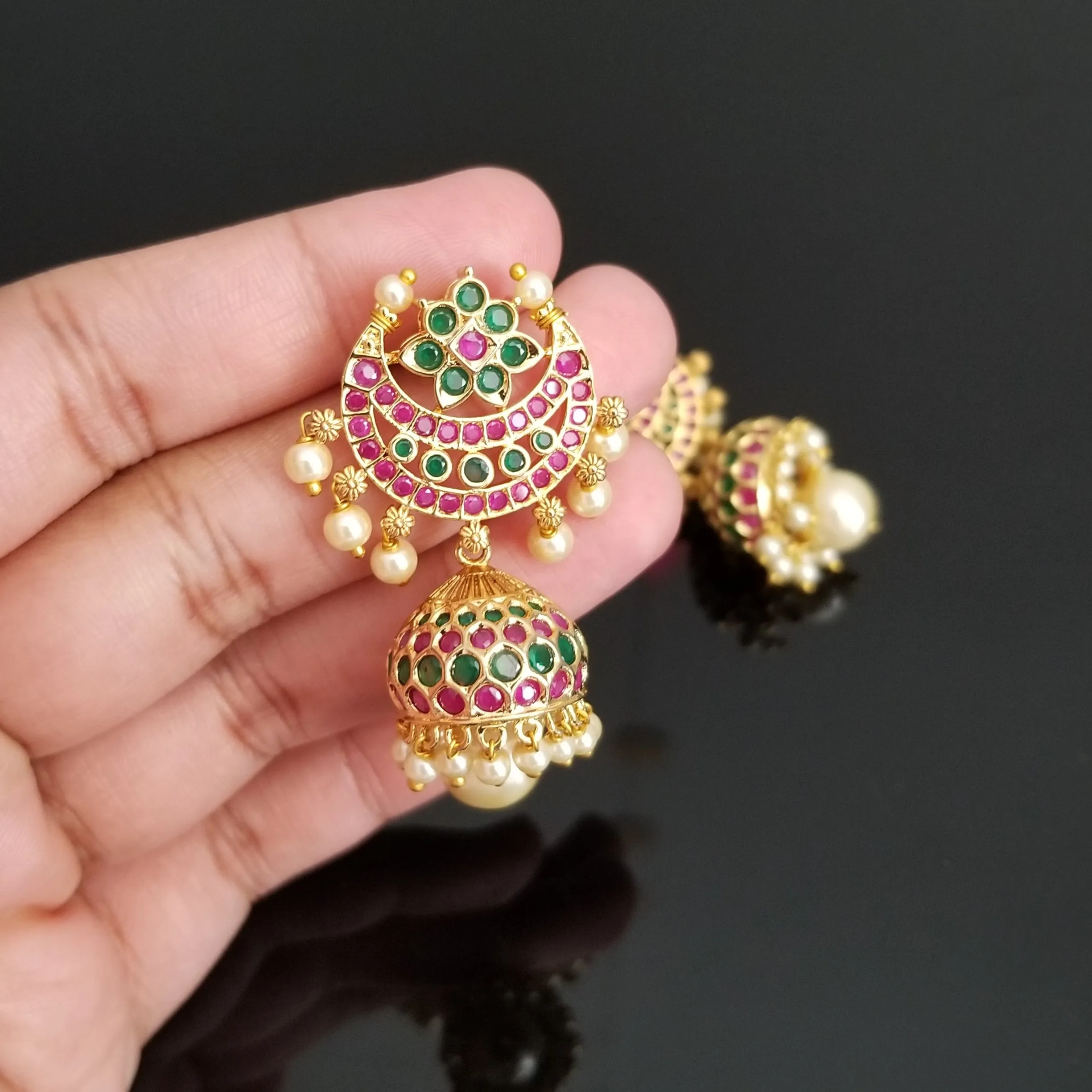 Anu Ch Cz South Indian Earring With Gold Plating Hall