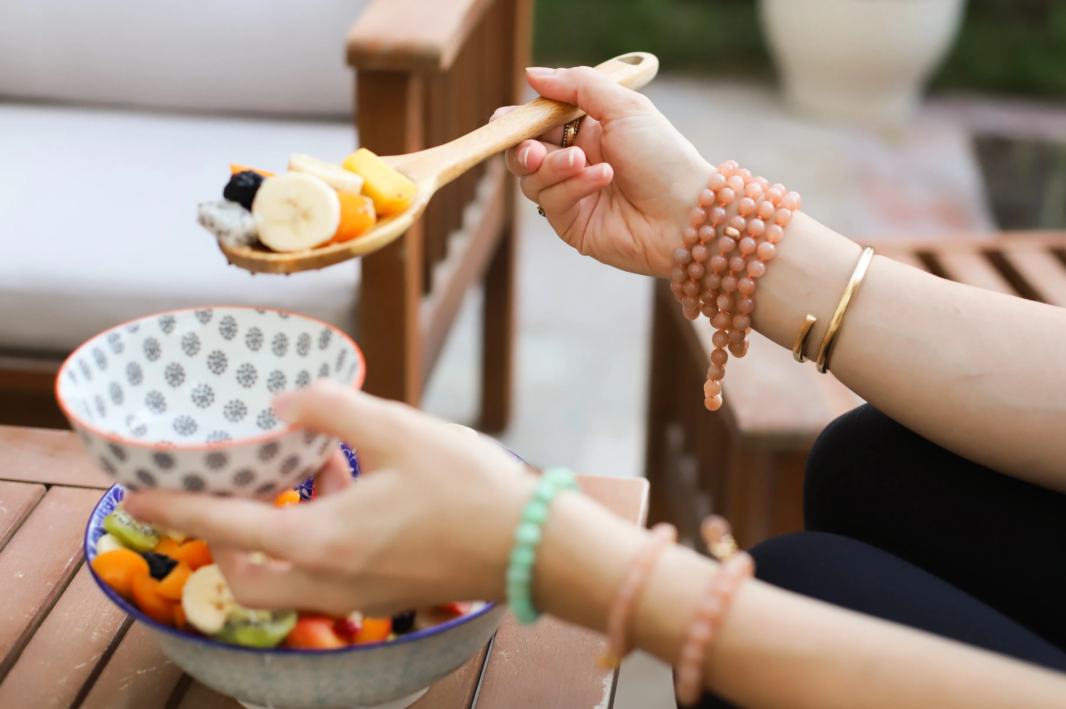 Apricot Moonstone Mala with 18K Gold