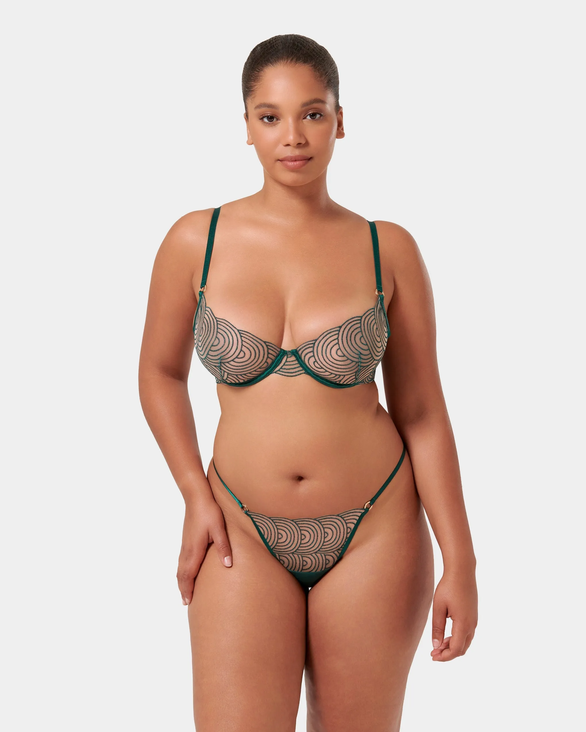 Aster Thong Botanical Garden Green/Sheer