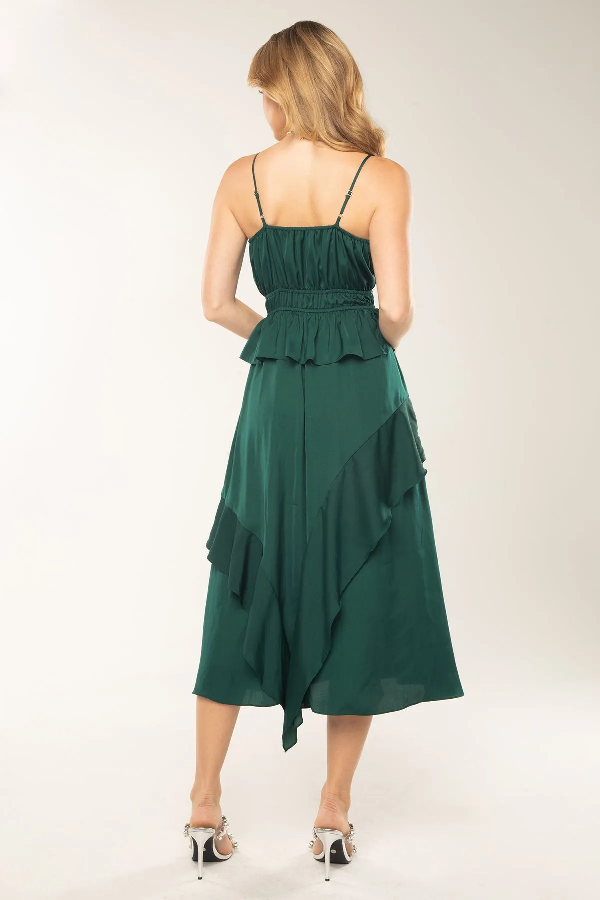 Asymmetric Tiered Midi Dress