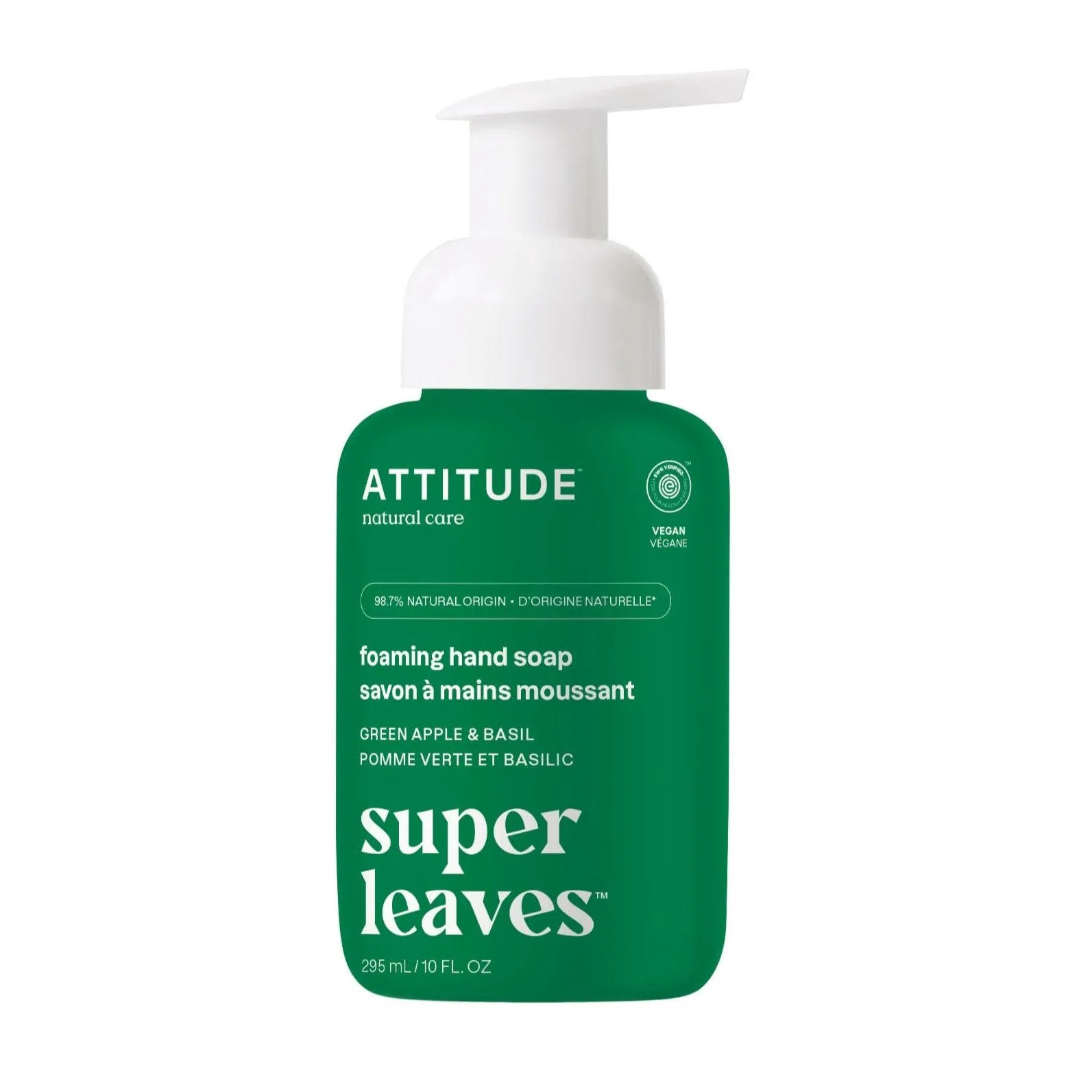 Attitude Foaming Hand Soap Green Apple and Basil, 295mL