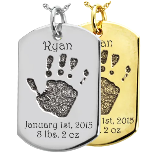 Baby Handprint on Dog Tag Flat Charm