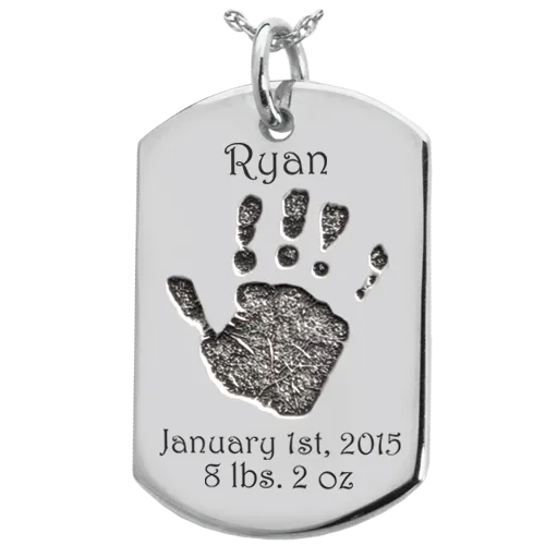 Baby Handprint on Dog Tag Flat Charm