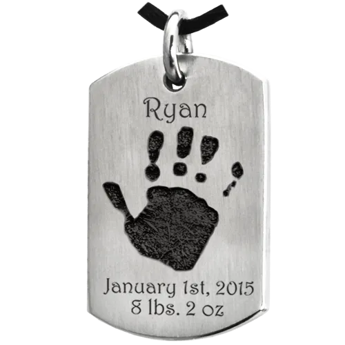 Baby Handprint on Dog Tag Flat Charm
