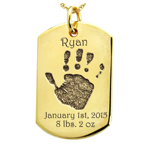 Baby Handprint on Dog Tag Flat Charm
