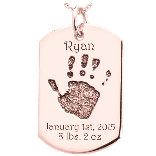 Baby Handprint on Dog Tag Flat Charm