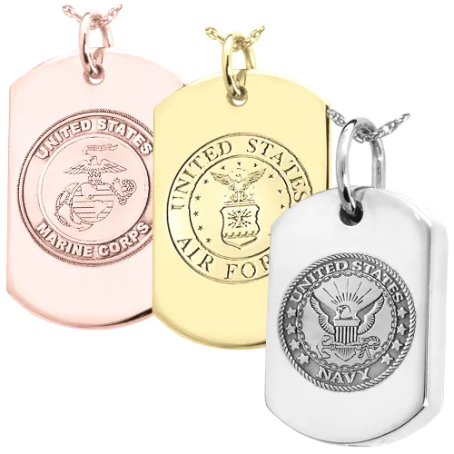B&B Military Emblem Dog Tag Pendant