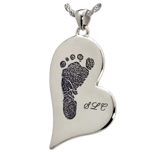 B&B Teardrop Heart Footprint with Name Pendant