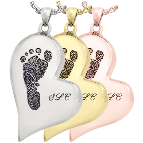 B&B Teardrop Heart Footprint with Name Pendant