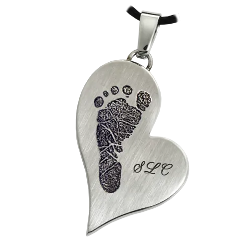 B&B Teardrop Heart Footprint with Name Pendant
