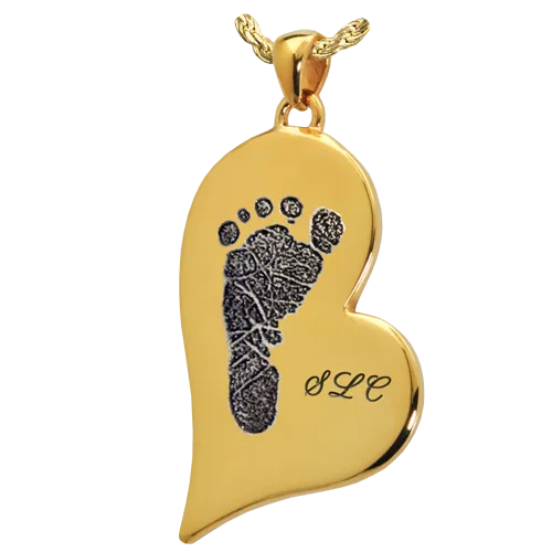 B&B Teardrop Heart Footprint with Name Pendant