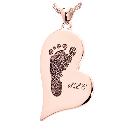 B&B Teardrop Heart Footprint with Name Pendant