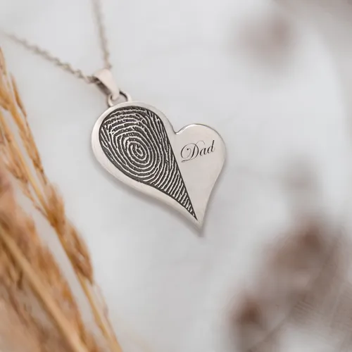 B&B Teardrop Heart Halfprint with Name Pendant
