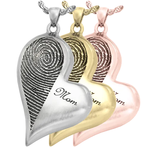 B&B Teardrop Heart Halfprint with Name Pendant