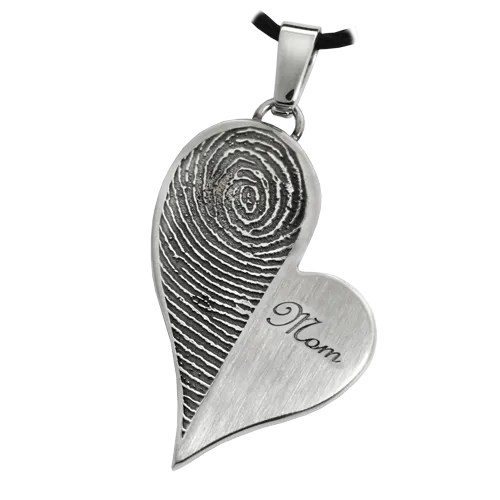 B&B Teardrop Heart Halfprint with Name Pendant