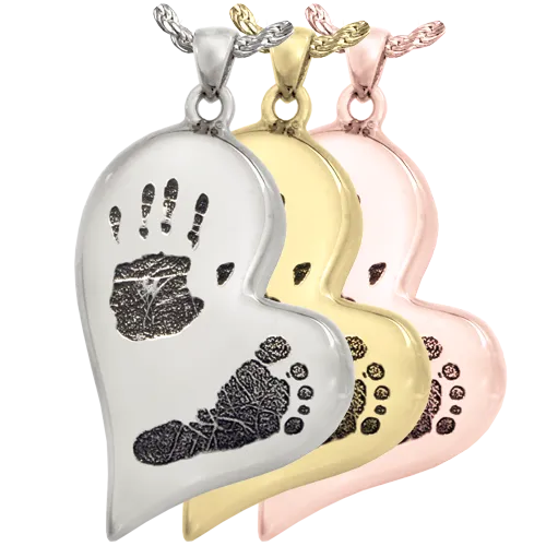 B&B Teardrop Heart Handprint   Footprint Pendant
