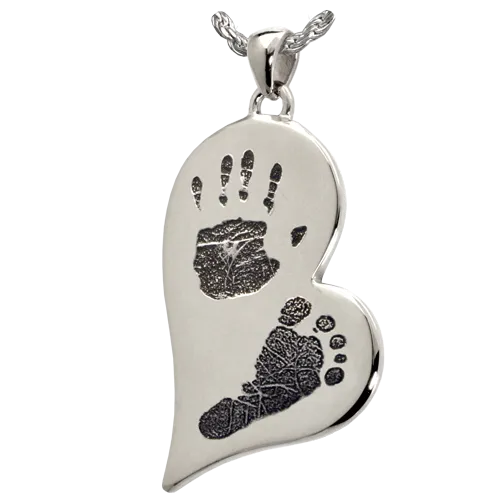 B&B Teardrop Heart Handprint   Footprint Pendant
